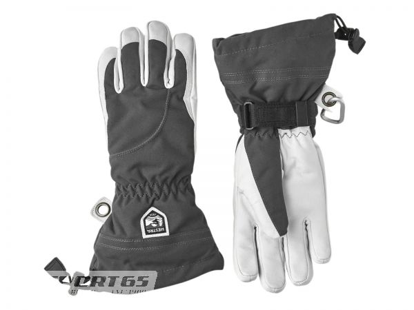 Hestra Heli Ski female 5 Finger glove, grey/offwhite