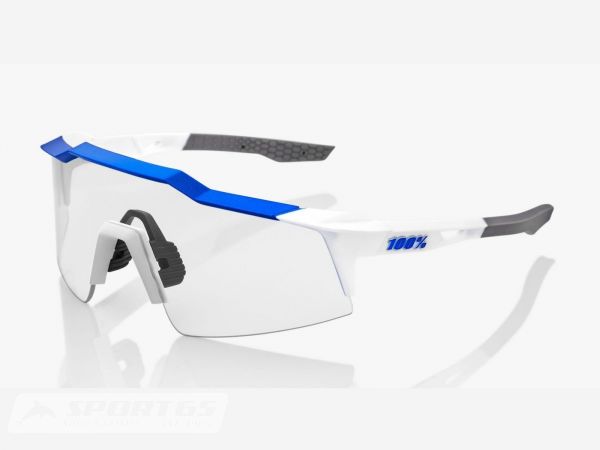 100% SPEEDCRAFT SL Bikebrille, Matte white/Metallic Blue, Hiper blue multilayer