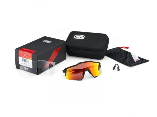 100% SPEEDCRAFT SL Bikebrille, Soft Tact Black, Hiper Red multilayer