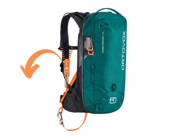 Ortovox Avabag LiTRIC FREERIDE 16S Airbag backpack, pacific green